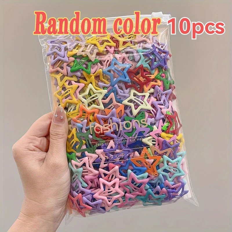 10Pcs Star-Shaped Alloy Hair Clips Elegant Retro Style Lightweight Hollow-Out Design Hair Accessories for Daily Wear Styling
