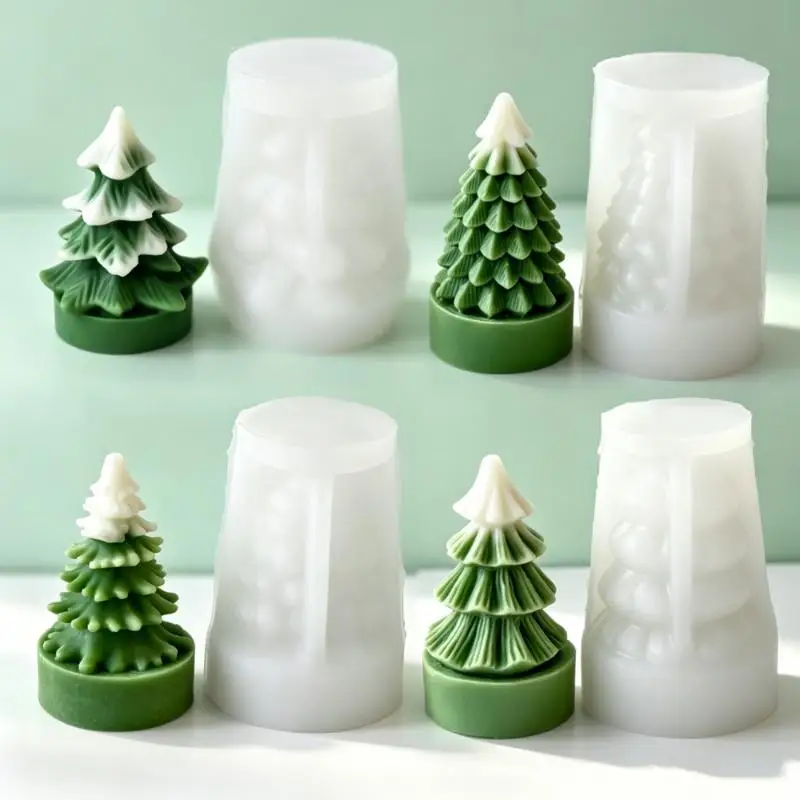 DIY Mini Christmas Tree Silicone Mold Handmade Aroma Candle Plaster Resin Ornaments Soap Making Supplies