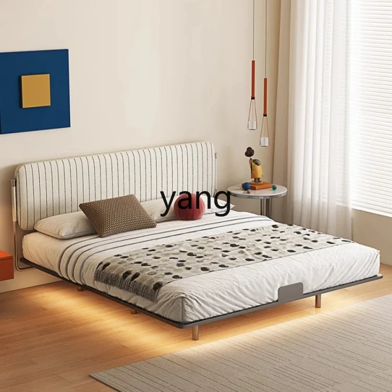 

LH simple wabi-sabi wind fabric bed chenille double medium and ancient style small apartment master bedroom
