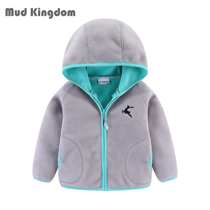 Mudkingdom Autumn Spring Girls Boys Hooded Fleece Jacket Windbreaker Zip up Reindeer Outerwear for Kids Clothes Children\'s Coat