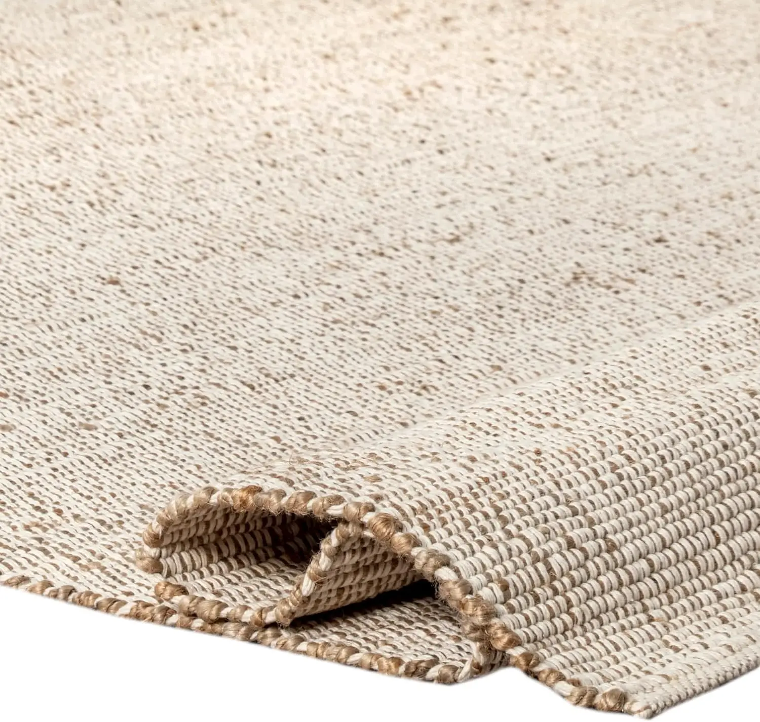 Jute Cotton Hand Woven Natural Farmhouse Area Rug for Living Room - Rustic Vintage Bohemian