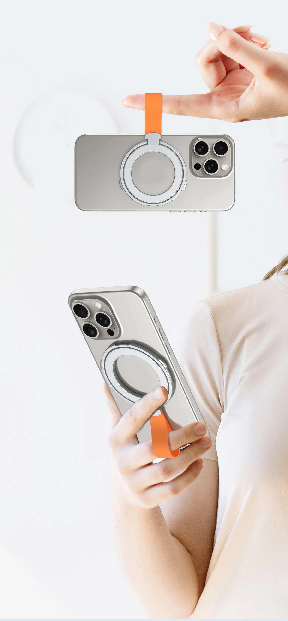 Geeignet für magnetischen Einzelring, 3 Abschnitte, 1 Stück, einfacher, drehbarer Telefonständer, Wandaufkleber mit starker Anziehungskraft – Detail 12
