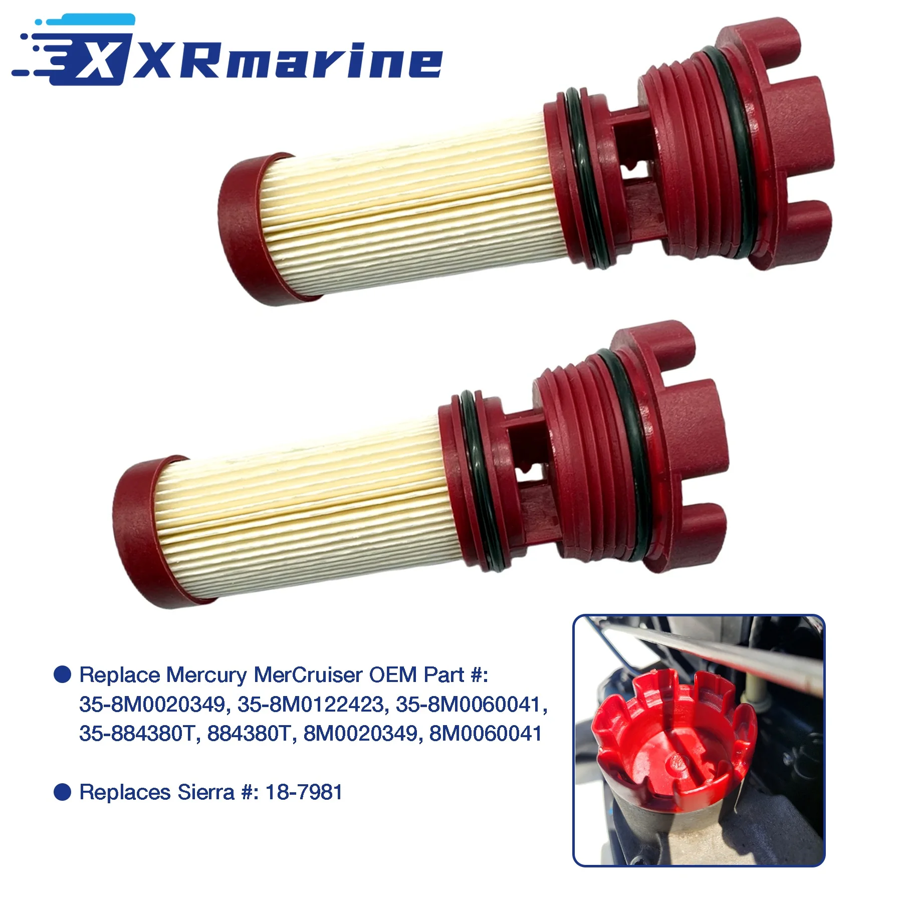 In-line Fuel Filter for Mercury Mariner Verado Optimax DFI Outboard 75HP-250HP MerCruiser 4.5L 6.2L Sterndrive 8M0122423 884380T