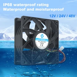 Industrial Ultrasonic Humidifier Refrigeration Fan Dual Bearing 12cm 12038 DC12V DC24V DC48V IP68 Waterproof Fan