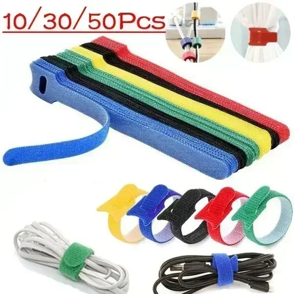 10/30/50pcs Hook-and-loop Fastener Self-adhesive for Cable Management Auto Adhesive Fastening Belt DIY Apparel Sewing