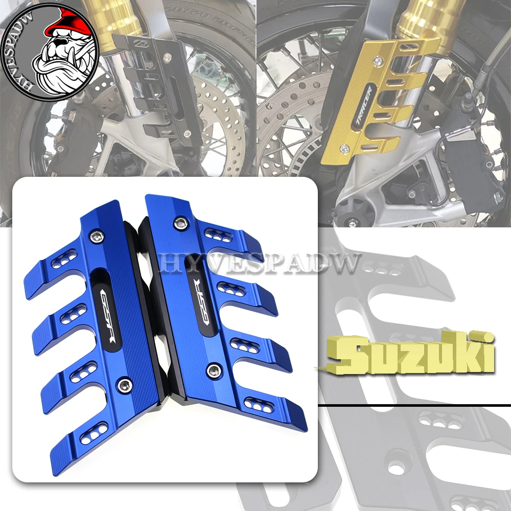 With Logo For Suzuki GSR 750 Motorcycle CNC Aluminum Mudguard Side Protection Block Front Brake Disc Caliper Protector Cover