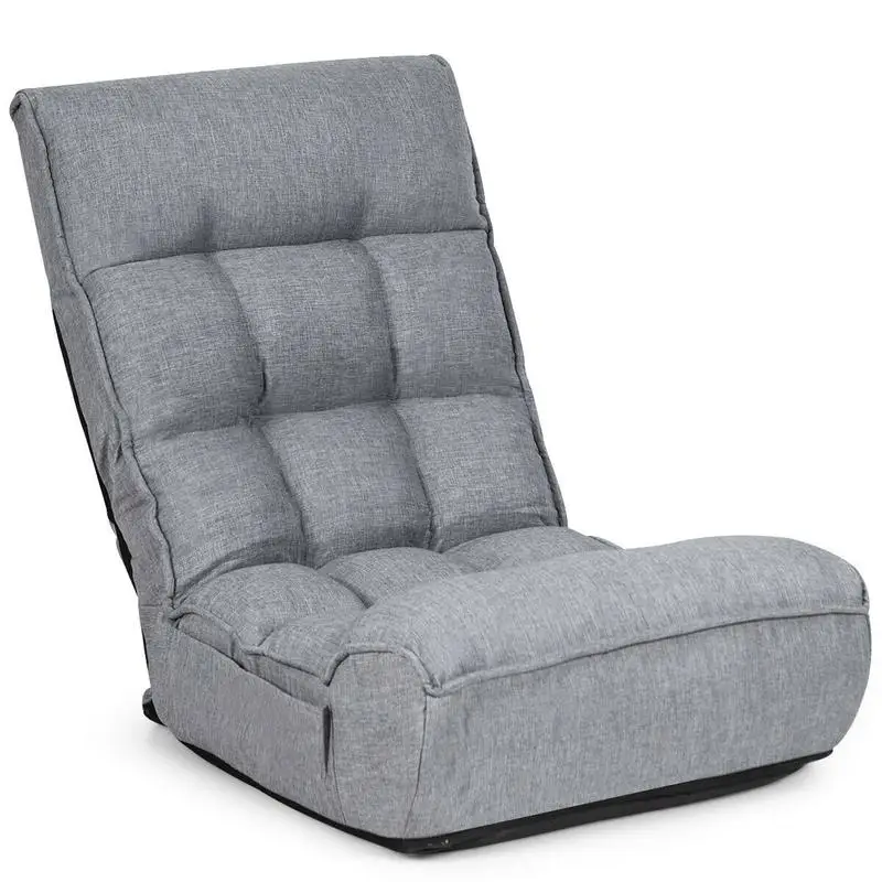 

4-Position Adjustable Floor Chair Folding Lazy Sofa-Gray