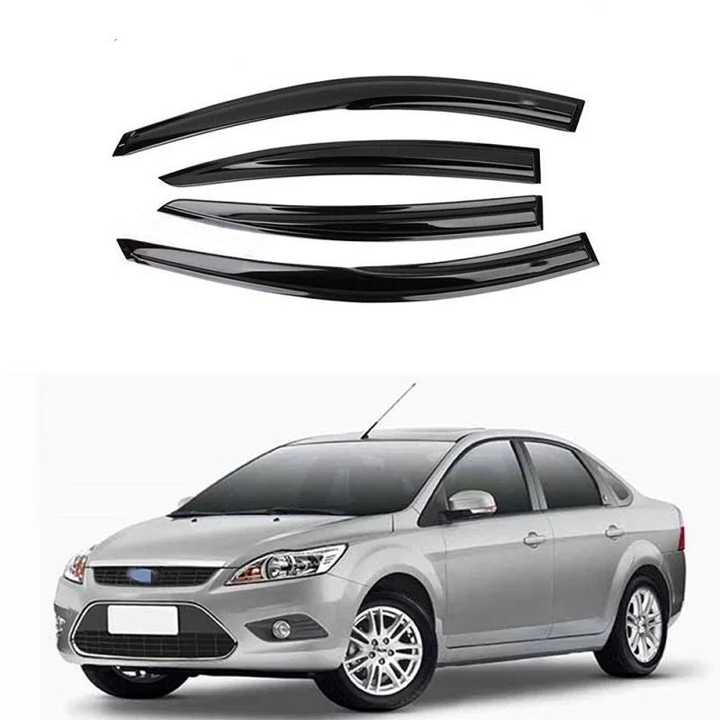 4Pcs/Set Car Window Wind Deflectors Tinted Awning Shield Rain Sun Snow Shelters For Ford Focus 2 MK2 2007 2008 2009 2010 2011