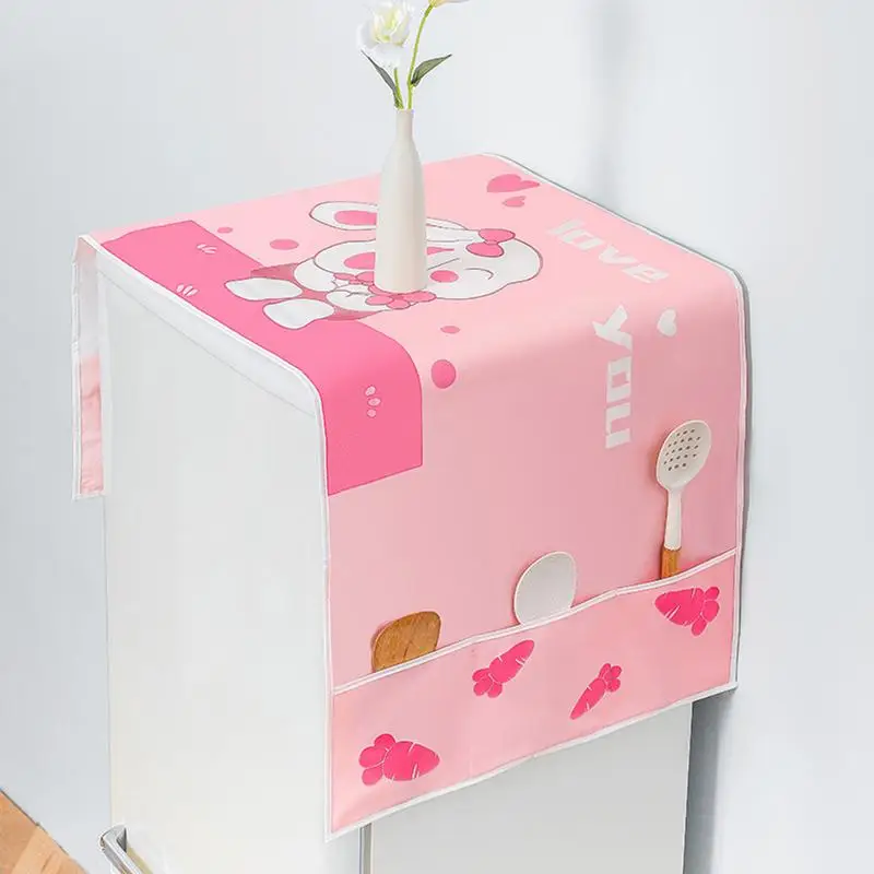 Refrigerator Top Cover Cute Washer Dryer Cover With Pockets 70.9x24.4in Dustproof Fridge Protector Scratch-Proof Dryer Mat For