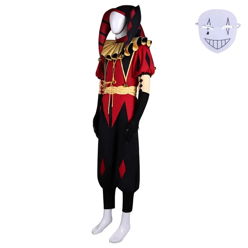 

TYV55Anime Game Freak Circus NEW Costume Pierrot Clown pants coat headwear Horror Mask cosplay Outfit for Adults Hallowe