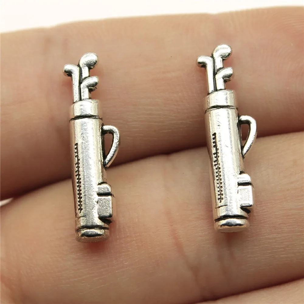 WYSIWYG 5pcs 24x6mm Golf Clubs Charm Pendants For Jewelry Making Antique Silver Color Golf Clubs Pendants Charm