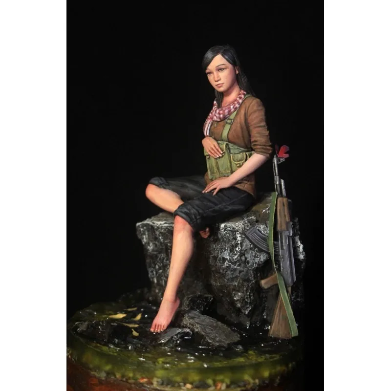 Harzfiguren-Modellbausatz im Maßstab 1:35, historisches Hobby-Miniaturspielzeug, sitzende weibliche Miliz, unmontiertes und unbemaltes Diorama 1157X