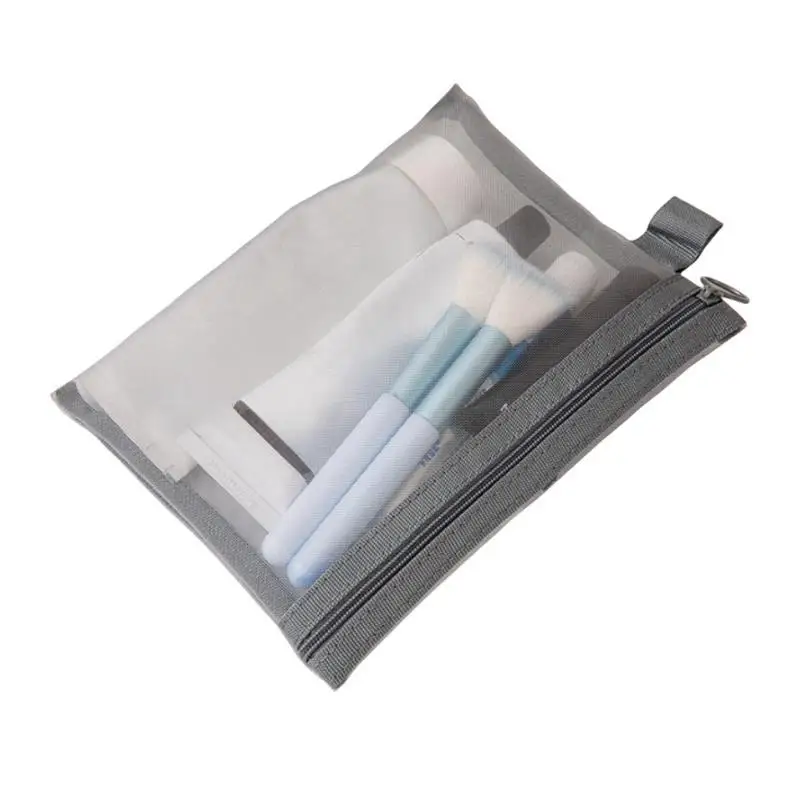 Bolsa de cosméticos de malla para mujer, bolsa de almacenamiento de viaje para maquillaje, organizador, bolsa de maquillaje para mujer, estuche de belleza portátil pequeño y grande