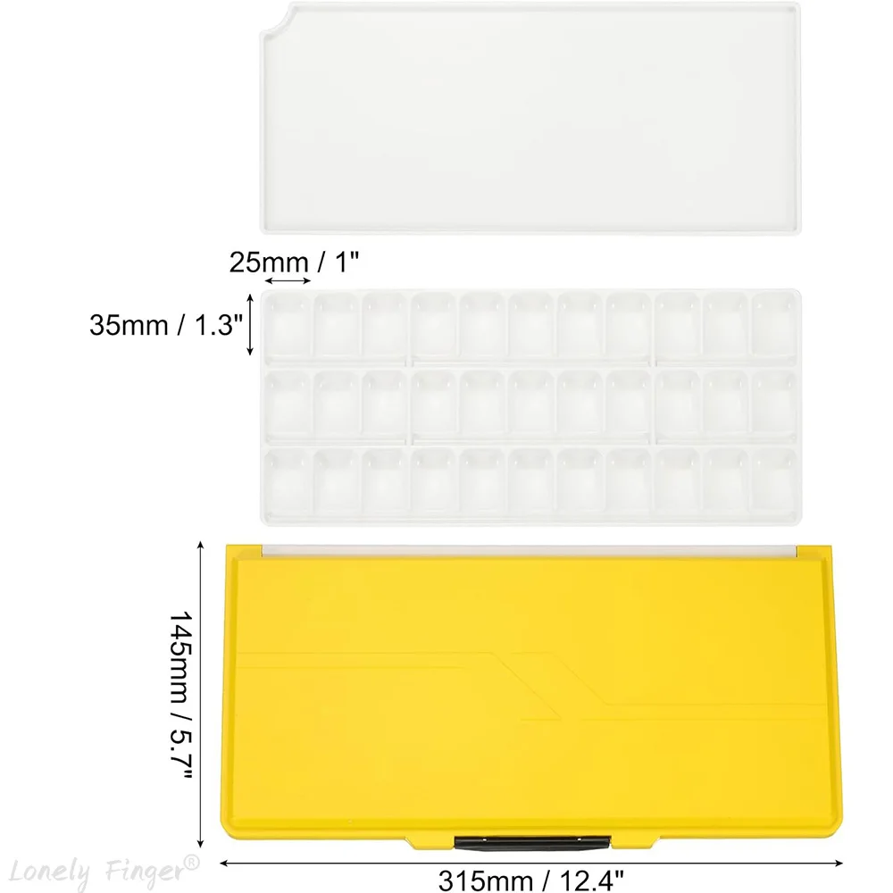 Caja de paleta de colores para almacenamiento de pintura de 33 pozos, plegable hermética desmontable con paleta de pintura de área adicional para acuarela Gouache