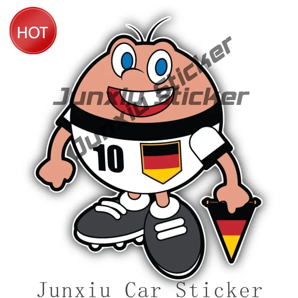 Cartoon Germany Soccer Player Mascot Graphic Sticker For Truck Window And Toolbox Soccer Theme Artwork And Football Fan Decal