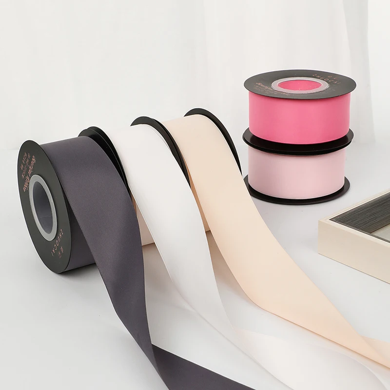 18meters/roll 4cm Double-sided Milk Silk Polyester Ribbon Wedding Decorative Ribbons Gift Wrap DIY Handmade Clothing Material