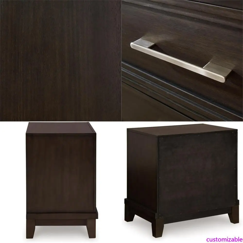 منضدة حديثة بدرجين مع درج علوي مبطن باللون البني الداكن