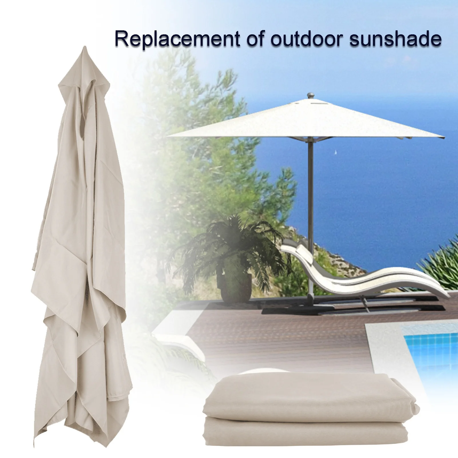 2x3M Square Garden Outdoor Parasol Beach Umbrella Cloth Without Stand Table Sunshade For Patio Pool Outdoor