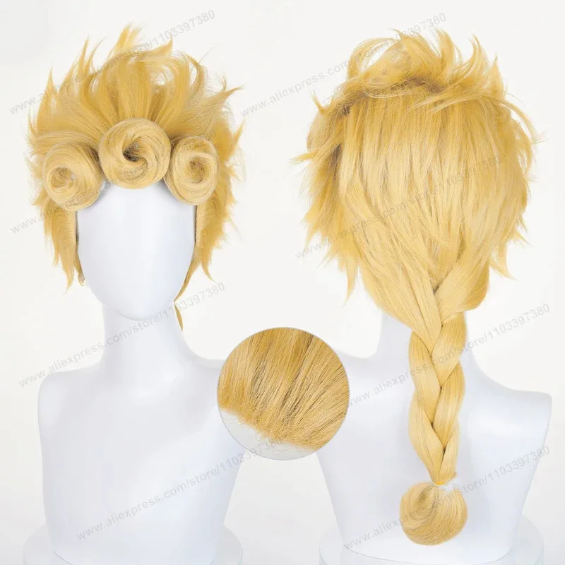 Giorno Giovanna Cosplay Synthetic Wig 58cm Short Golden Men Hair Anime Halloween Wigs Resistant to Heat;3'f,6;t.8' view 2
