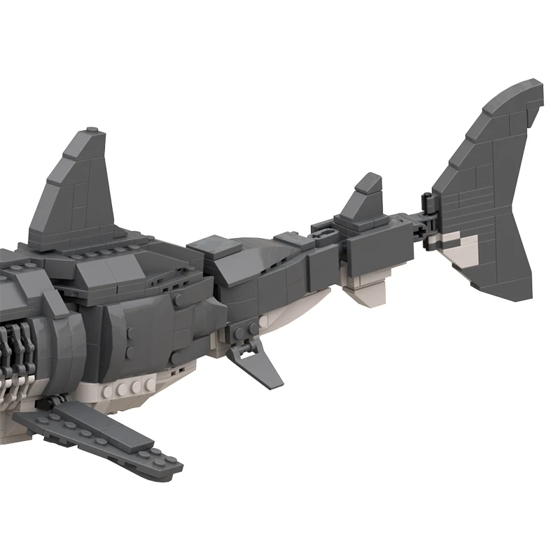 ชุดตัวต่อตัวต่อฉลามขาว7 in 1 Ocean Overlord สำหรับปลาโลมา megalodoned ฟันปลาสัตว์ DIY ของเล่นเด็ก