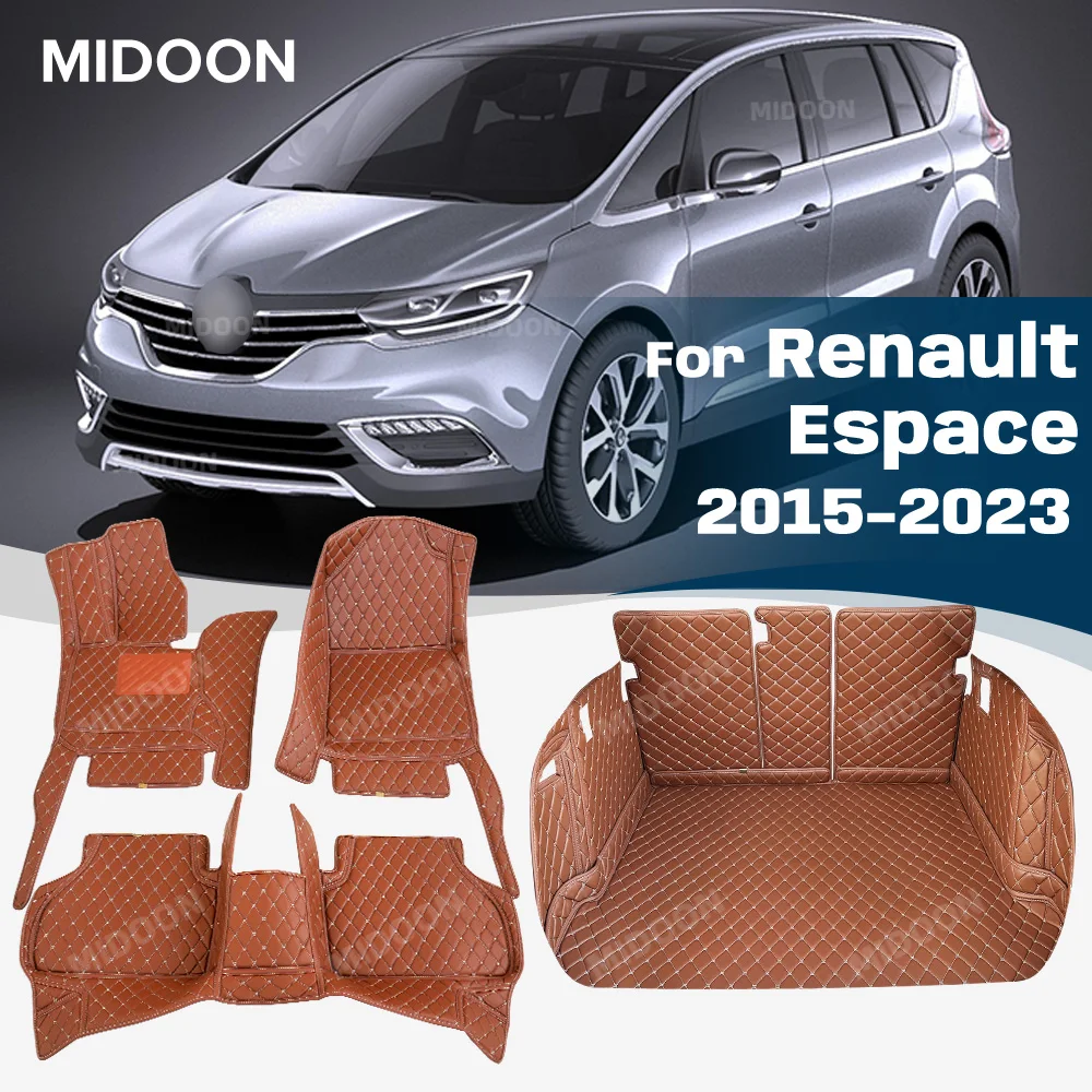 MIDOON Custom For Renault Espace 7-Seat 2015-2023 Car Floor Mat Trunk Mat Waterproof Foot Pads Cargo Liner Interior Accessories