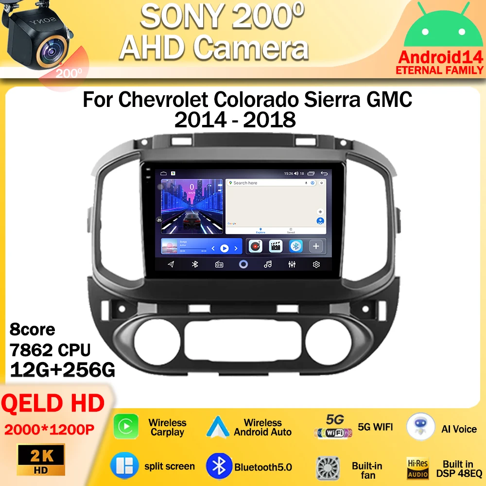 

Android 14 Car Radio For Chevrolet Colorado Sierra GMC 2 Auto Carplay GPS WIFI Navigation Multimedia Video Player Stereo 4G QLED