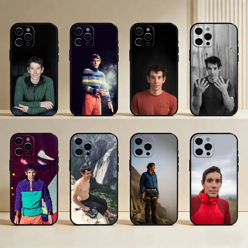 

A-Alex H-Hannold Phone Case For iPhone17,16,15,14,13,12 Plus,Max Soft Silicone Black Cover