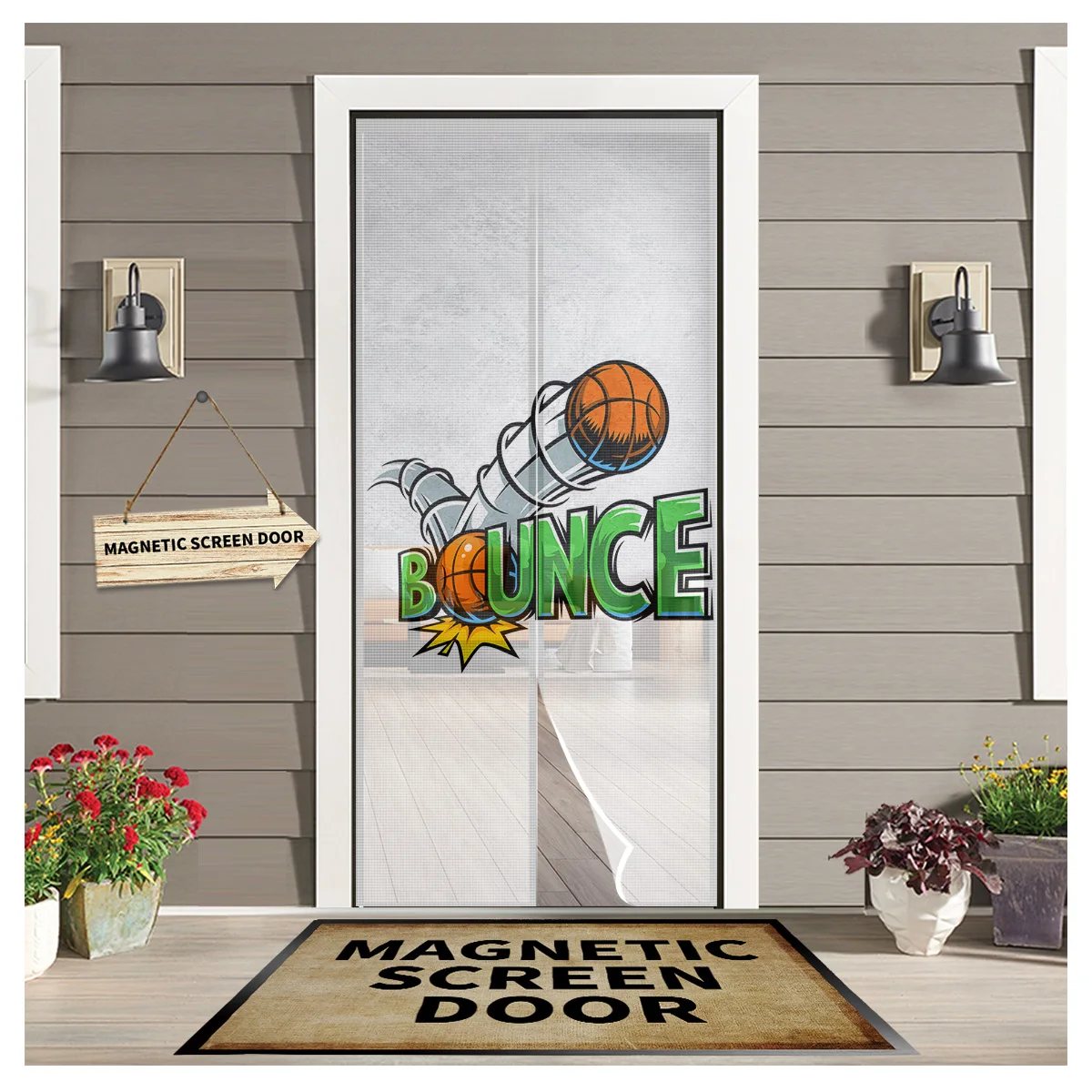 Comic Cartoon Basketball New Bedroom Door Curtain Magnetic Mosquito Screen Kitchen Door Voile Fabric Mosquito Net