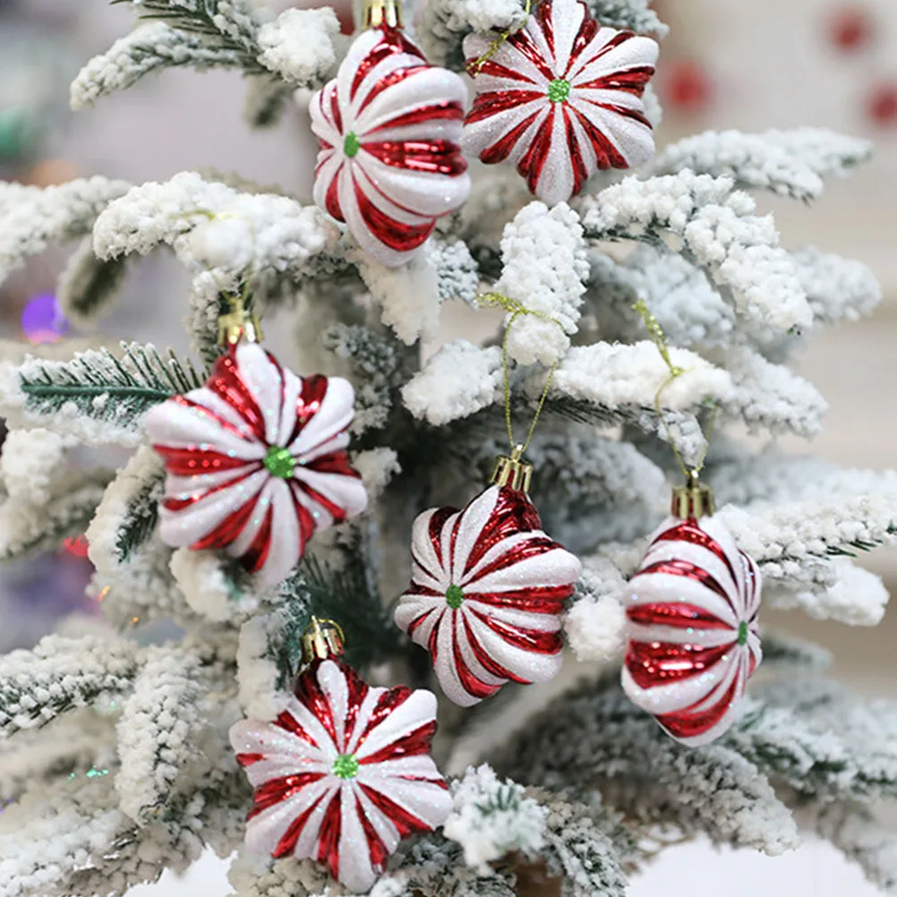 

6Pcs Hexagonal Pumpkin Ball Ornaments Christmas Tree Hanging Decors Festive Xmas Decor Reusable Christmas Ornaments