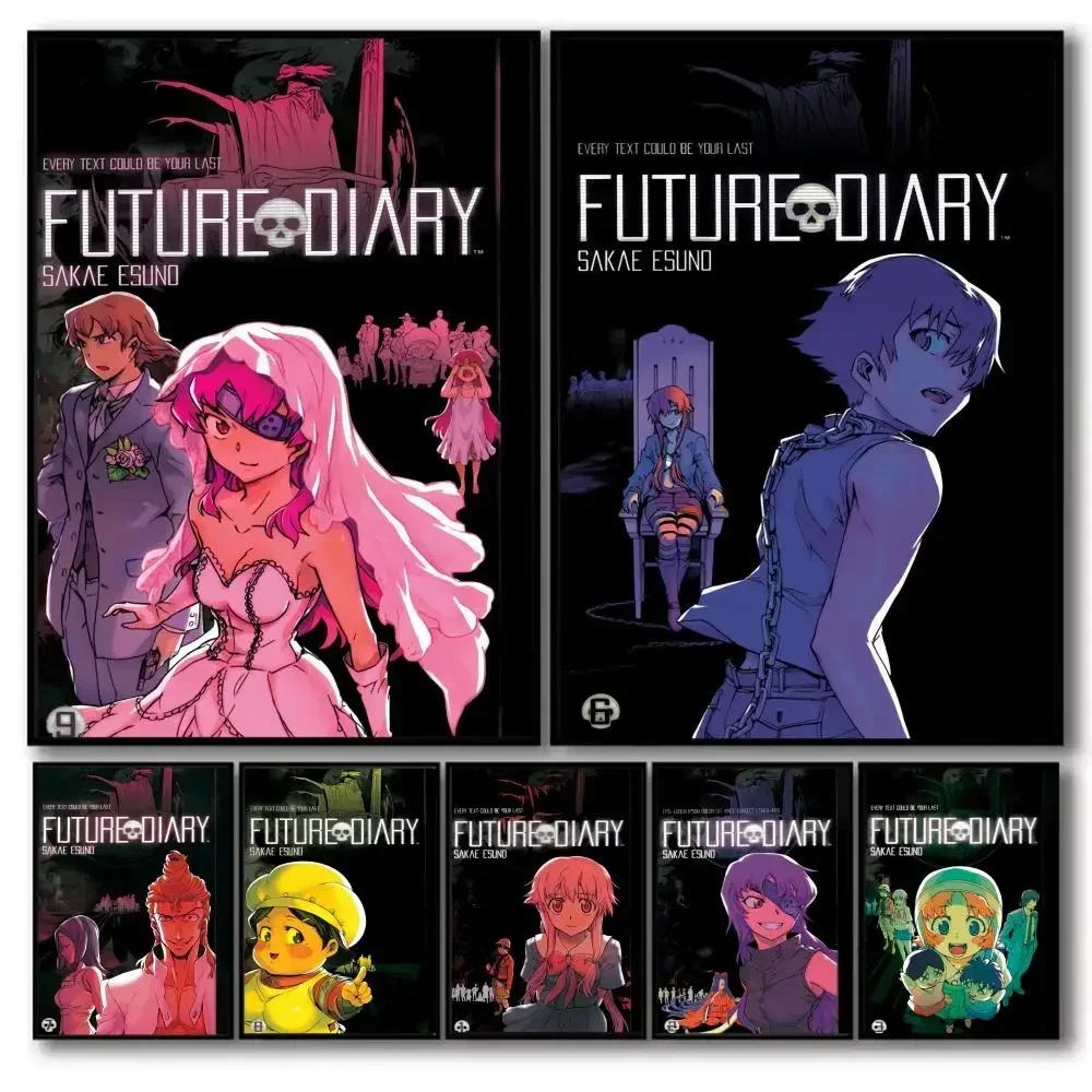 Anime M-Mirai Nikki The F-Future Diary Poster Stickers Self-Adhesive Painting Mural Decor Wall Decals for Bedroom Room Home Gift