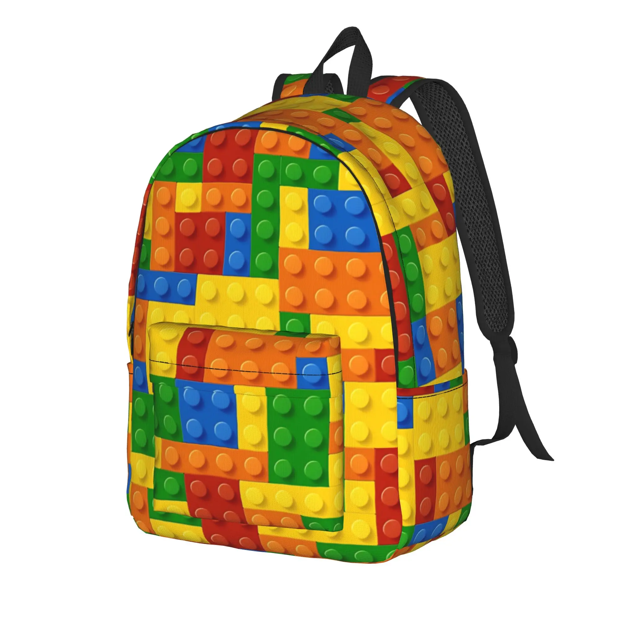 Building Blocks Construction Brick  Casual Backpack Durable High School Work  Daypack for Men Women Laptop Shoulder Bag