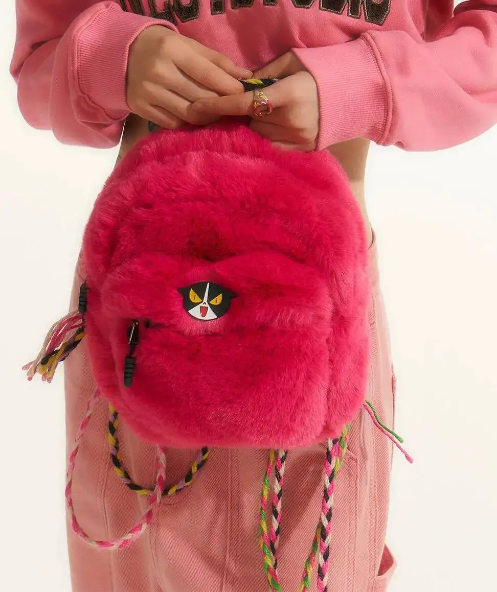 

Bloom Plush Pink Backpacks Women 2023 New Vintage Hot Girl Fur Soft Mini Y2k Mochila Ladies Haruku Cute Backpack Aesthetic