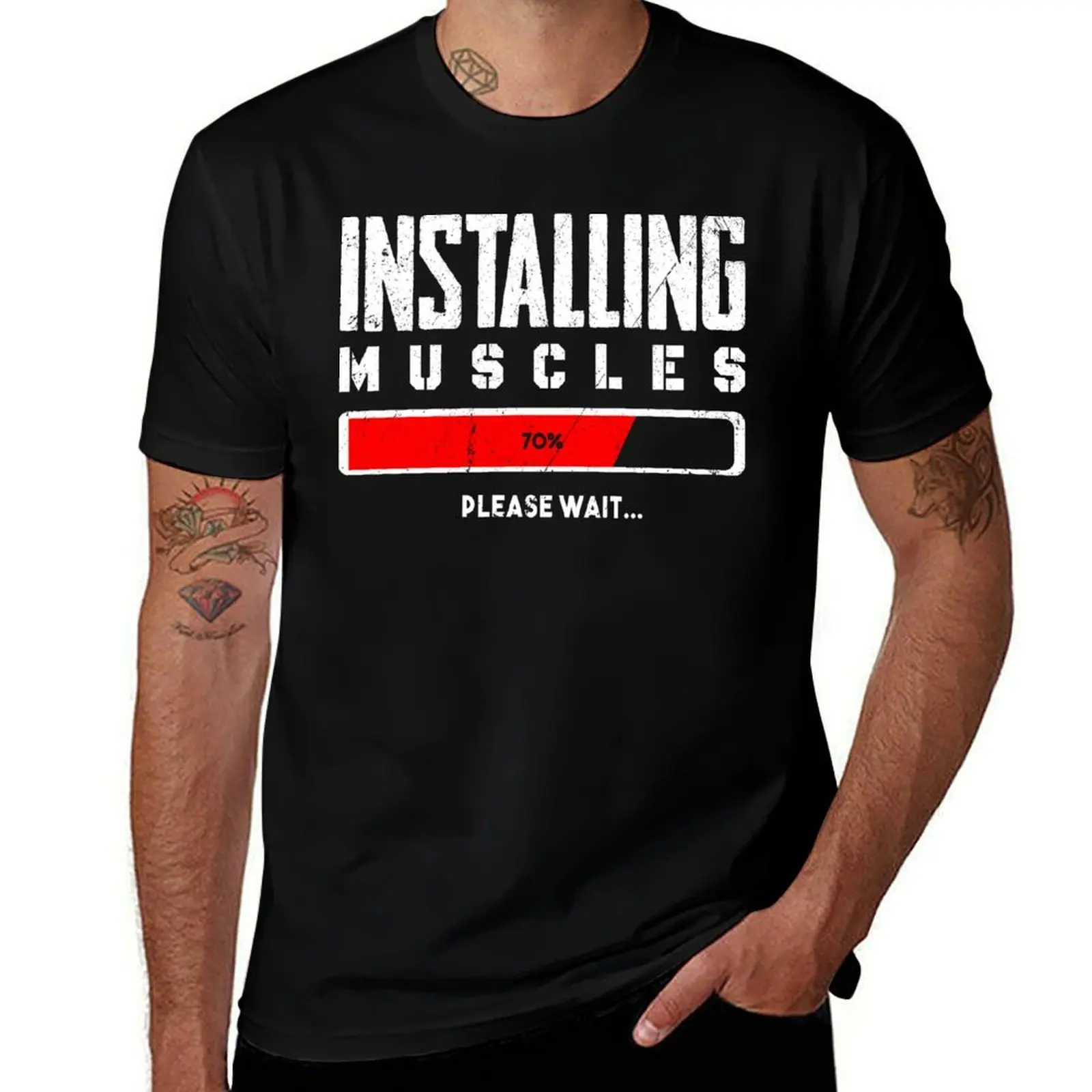 

Installing Muscles Please Wait T-Shirt man graphic t shirt cotton t shirt pack T-Shirt