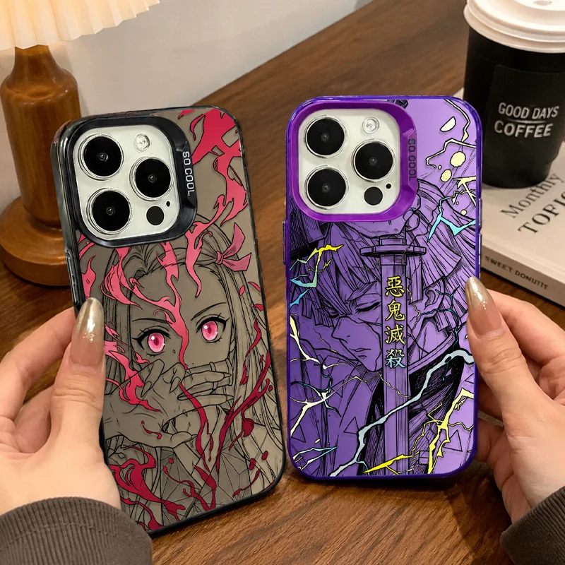 Funda para Teléfono con Diseño de Anime Zenitsu Nezuko Demon Slayer para iPhone 12 17 Air Pro Max 16 15 11 14 13 Pro Max XS X XR Plus 8 7 SE 2020