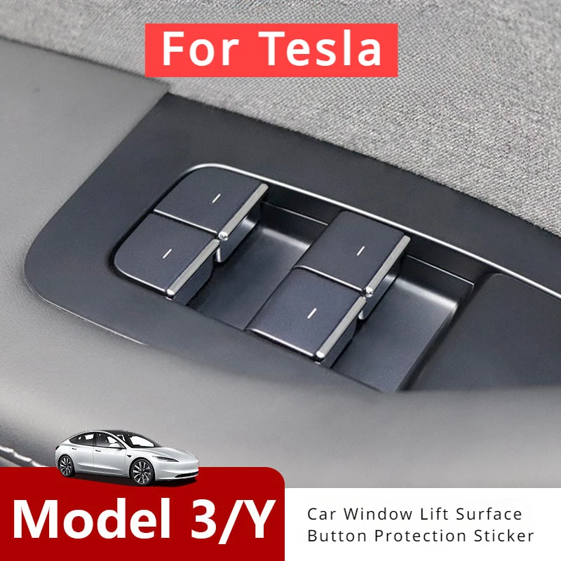 

7PCS Car Window Lift Button Trim Patch for Tesla Model Y Model 3 New Model 3+ Highland ABS Chrome Window Switch Button Cover