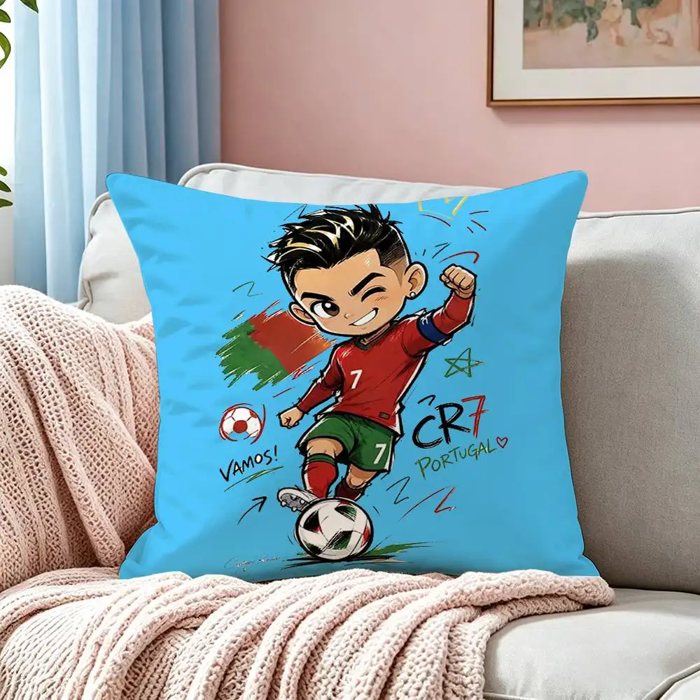 CR7 C-Cristiano R-Ronaldo Square Double-Sided printed Pillow Case Bedroom Bedside Pillow Sofa Cushion Cover