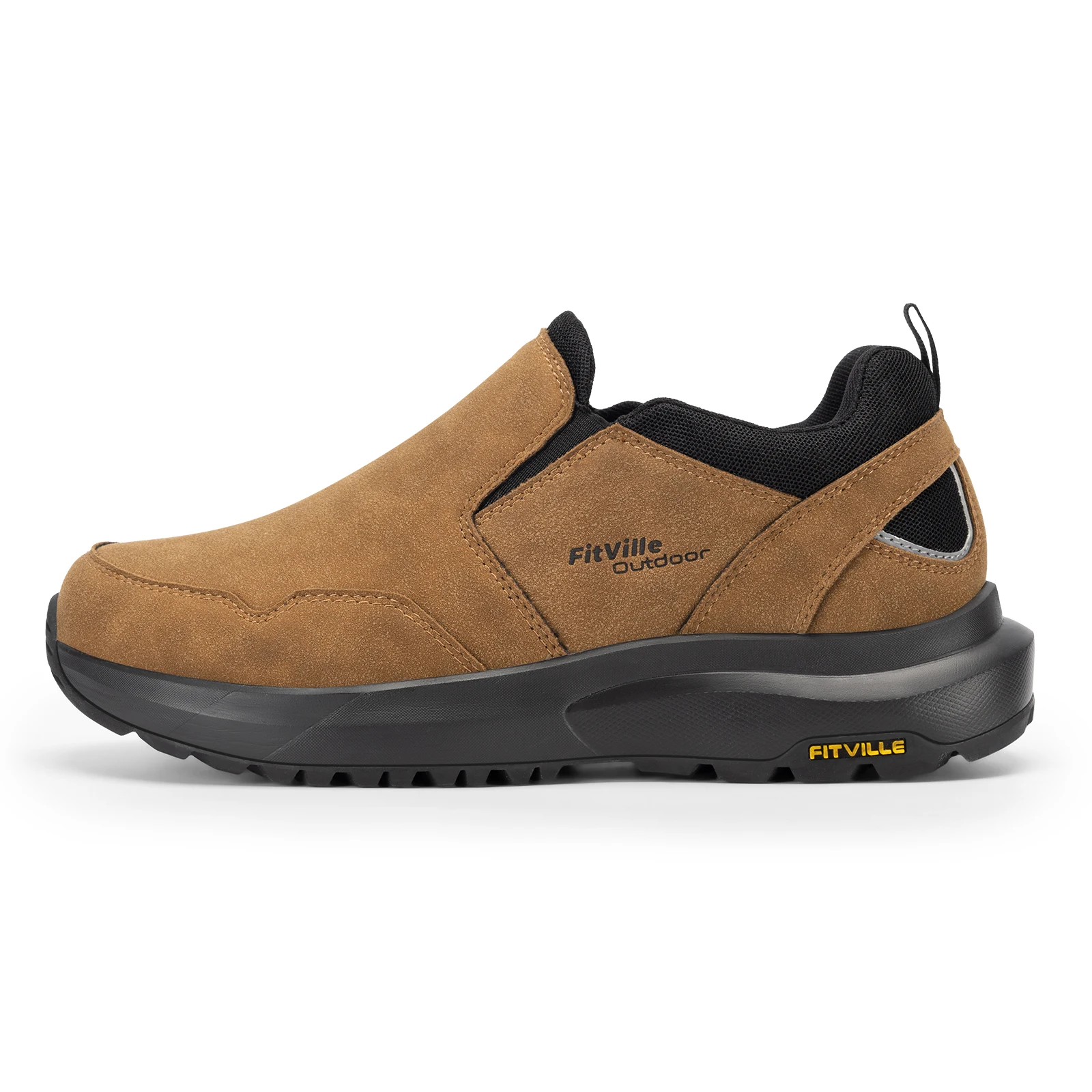 FitVille scarpe da uomo larghe escursionismo comodi mocassini Slip on vanno a piedi e Trekking scarpe da ginnastica con supporto per arco