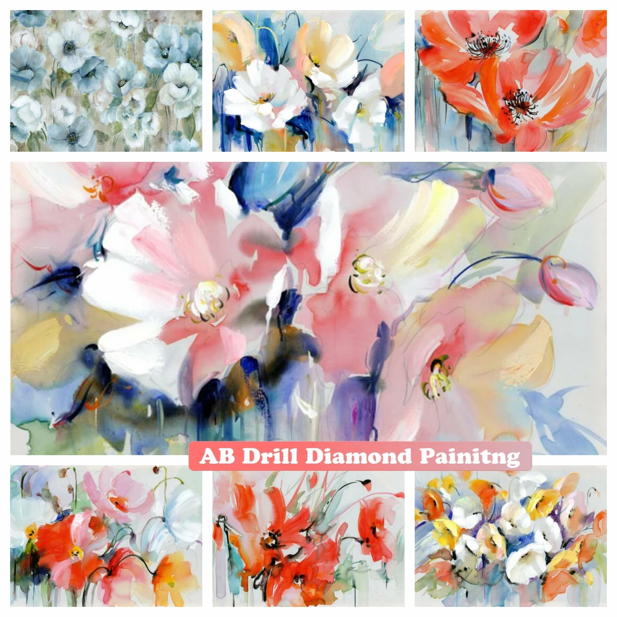 

Abstract Watercolor Flower 5D AB Drills Diamond Painting Art DIY Mosaic Embroidery New Cross Stitch Kits Home Decor Gift