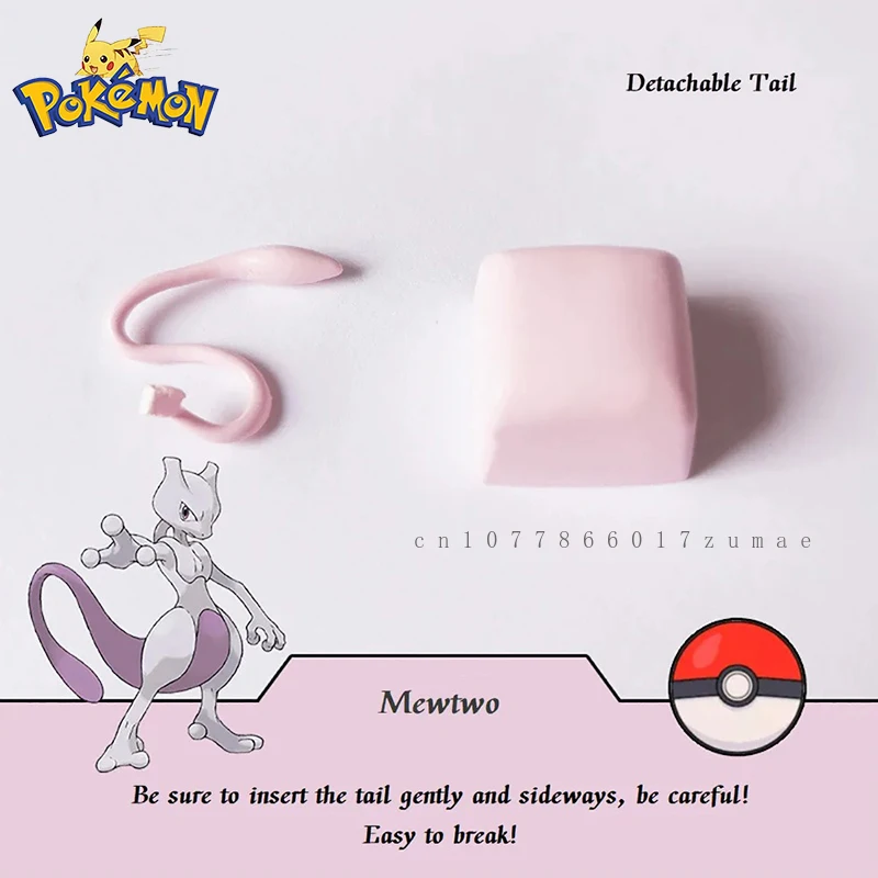 Pokemon Keycap Anime Character Mewtwo Resin Keycaps for Cross Shaft Mechanical Keyboard Handmade Customized Personalized Gifts