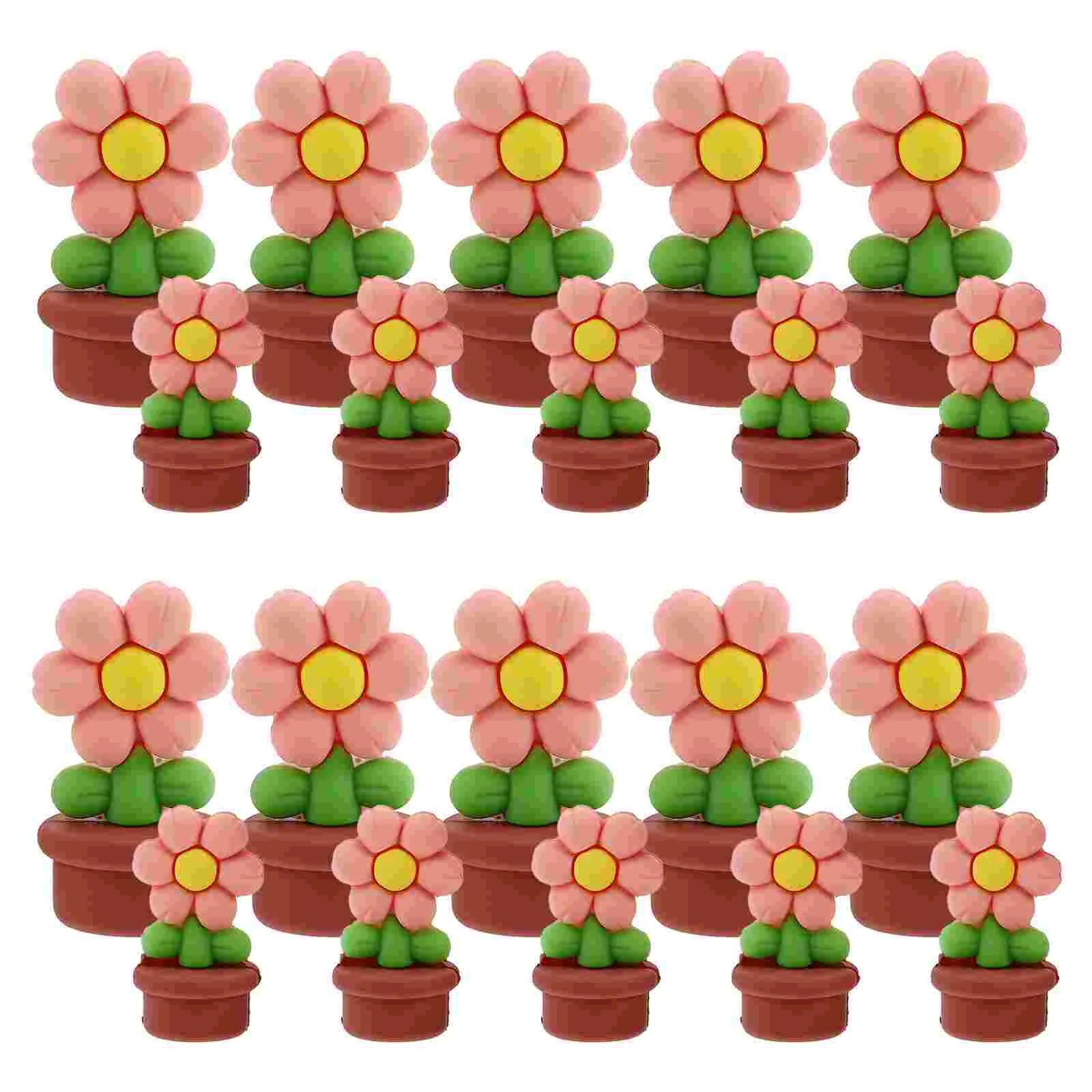 

20 Pcs Artificial Flowers Small Potted Plant Miniature Things Garden Cartoon Plants Dollhouse Decorations Pink Pots