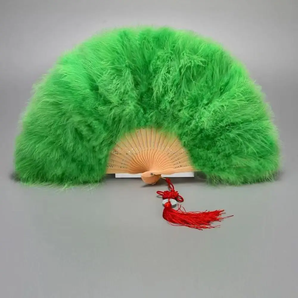 Chinese Handheld Feather Fan Colorful with Tassels Wedding Folding Fan Traditional Elegant Cosplay Props Fan