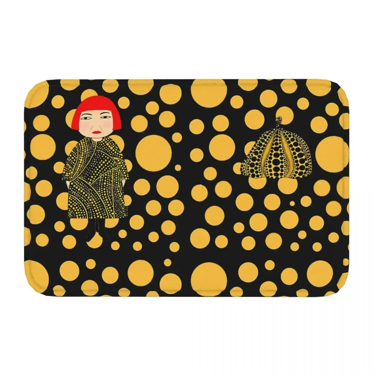 Bathroom Mat Yellow Dots Yayoi Kusama Inspired Rug Home Doormat Kitchen Carpet Balcony