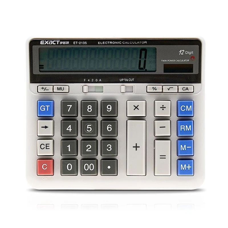 

Large Computer Electronic Calculator Counter Solar & Battery Power 12 Digit Display for Business Office School Calculating