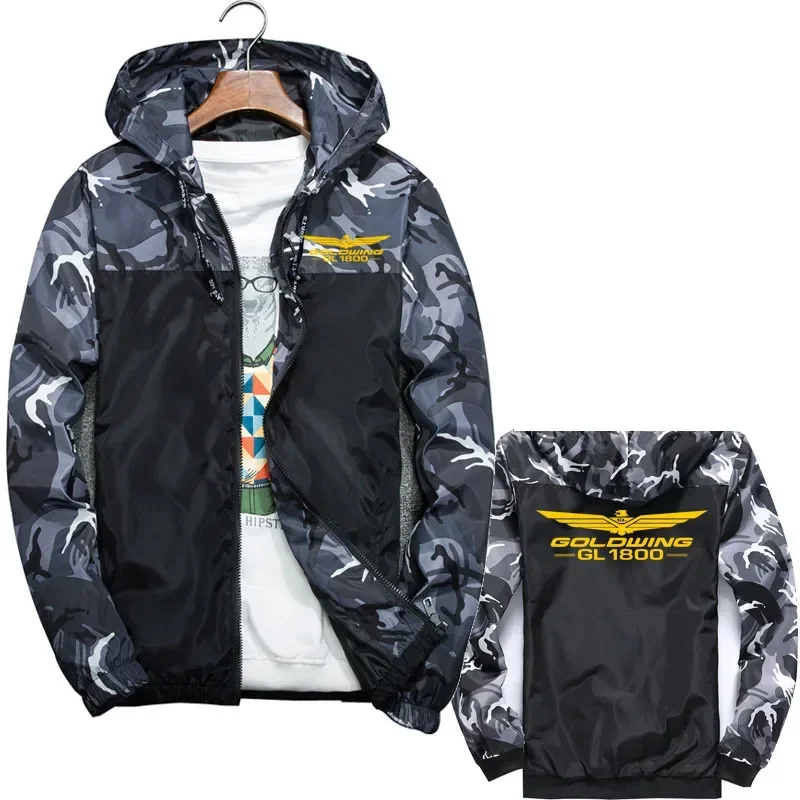 2024 Windproof and waterproof men's hiking jacket Gold Wing gl1800 print popular military tactical men's hardshell jacket