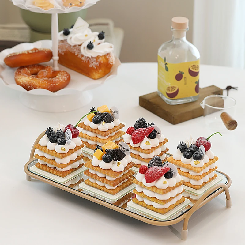 

Simulation Three-layer Sandwich Biscuits Clay Handmade Cream Fruit Cake Model Fake Dessert Decoration Window Display Decoration