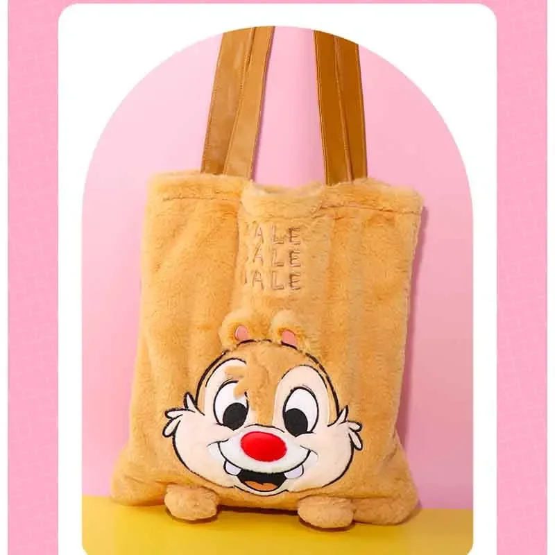 Disney Anime Figure Cartoon Dale Chip Plush Doll Large Capacity Shoulder Bag Kawaii Cute Storage Handbag Shopping Bags Girl Gift