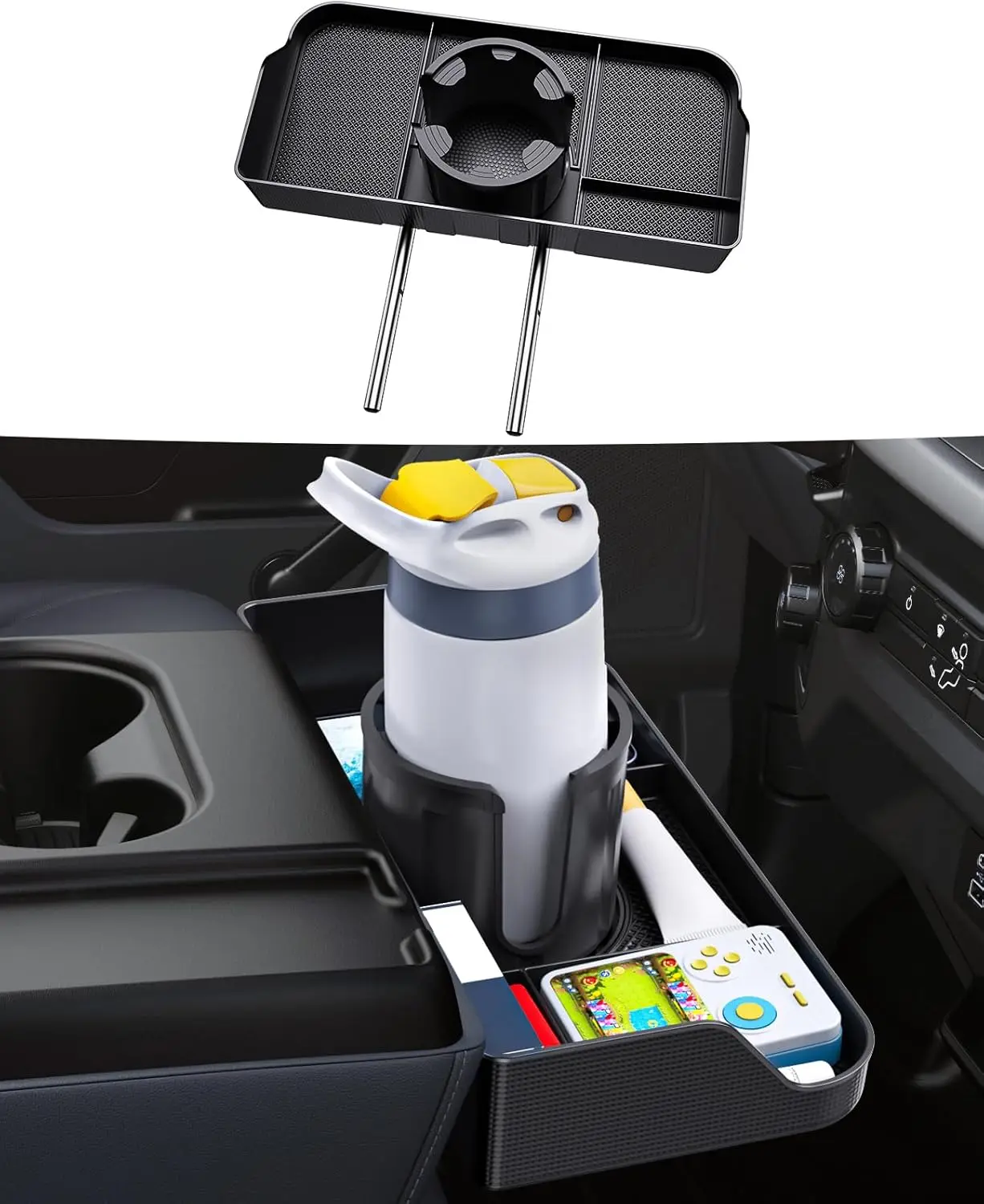 

Universal Front Seat Headrest Organizer for Ford F-Series Trucks 2011-2026, Storage Box with Cup Holder (Jump Seat Only)