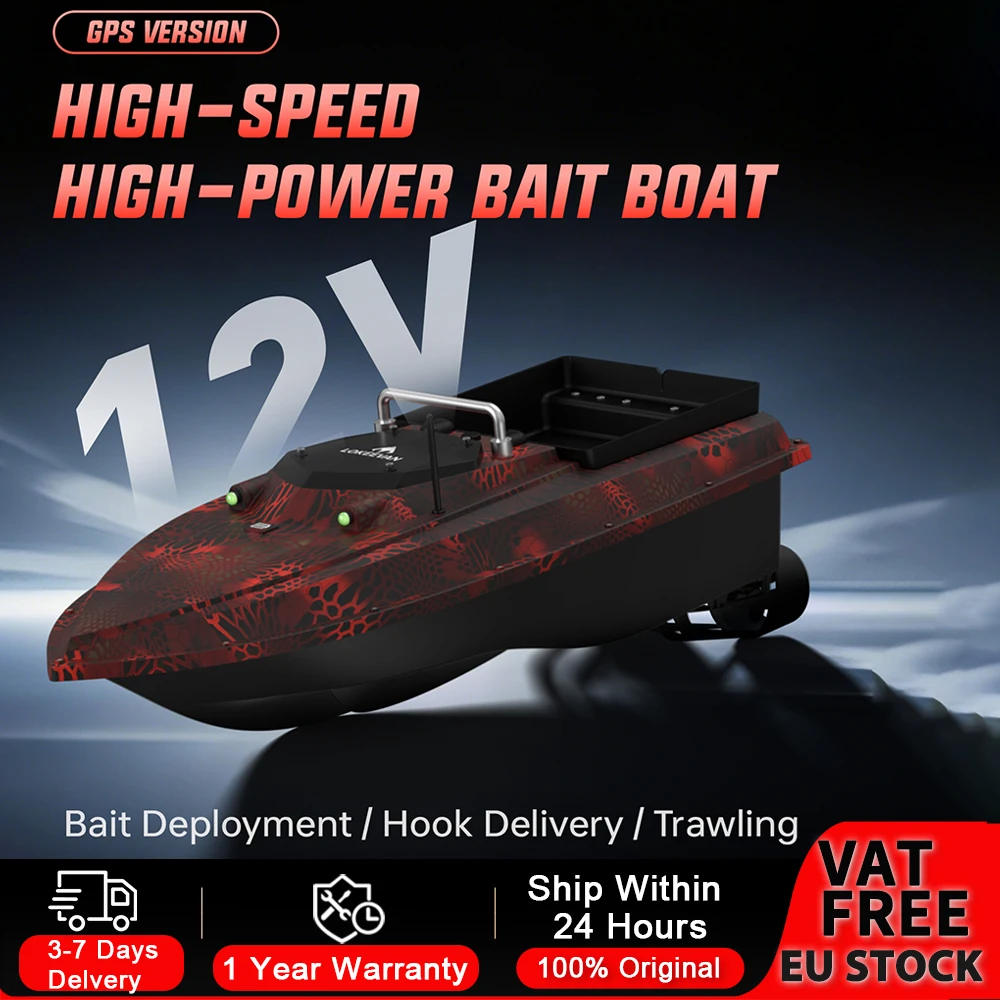 LOKEEVAN D80E Angelköderboot mit Sonar, Temperatur-/Tiefenmessung, Schnellboot-Typ, 46800 mAh, GPS+Beidou Dual-Positionierungssystem, 4 m/s, 3 kg Traglast, 500 m Fernbedienung, automatische Rückkehr,