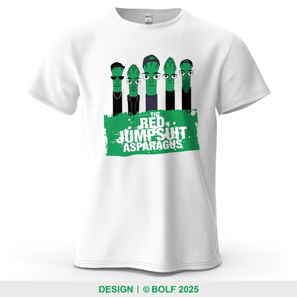 Roter Overall mit Spargel-Aufdruck, Herren-T-Shirt, 100 % Baumwolle, übergroße, humorvolle Grafik-T-Shirts für Damen, Tops, lässige Streetwear