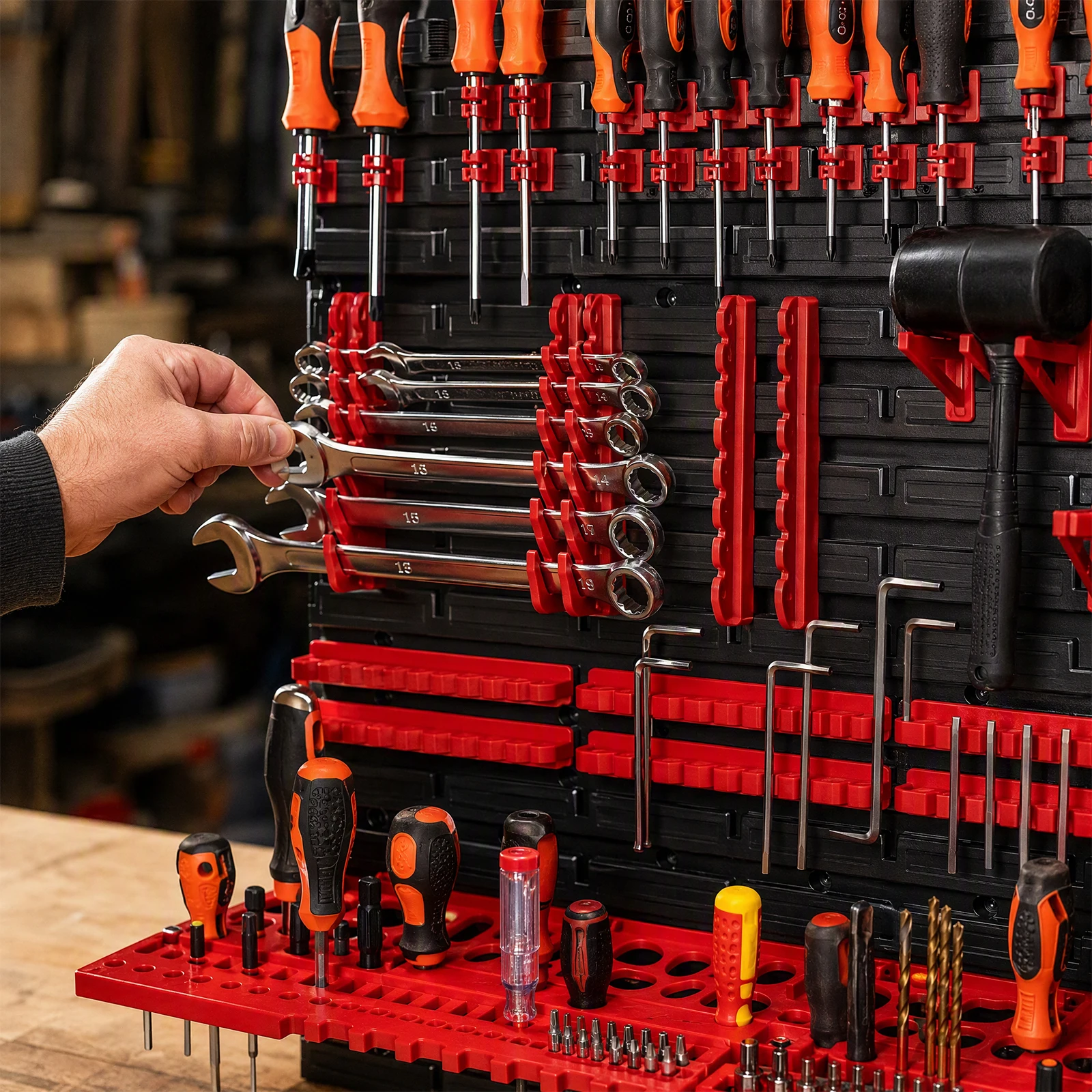 68-Piece Garage Tool Organizer Pegboard Wall Mount Wrench Tray Screwdriver Holder Rack Universal Tool Storage Kit